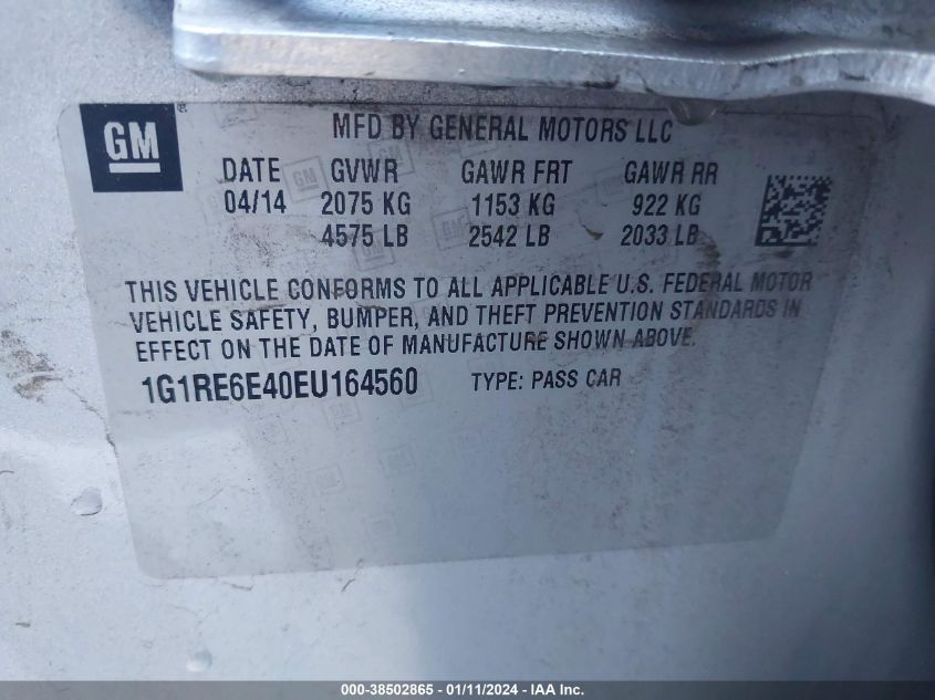 2014 CHEVROLET VOLT - 1G1RE6E40EU164560