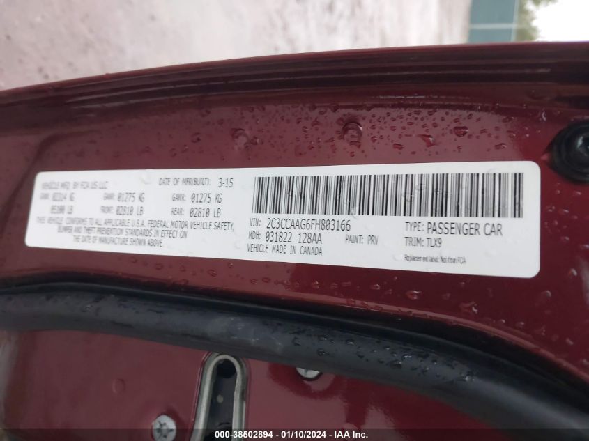 2015 CHRYSLER 300 LIMITED - 2C3CCAAG6FH803166