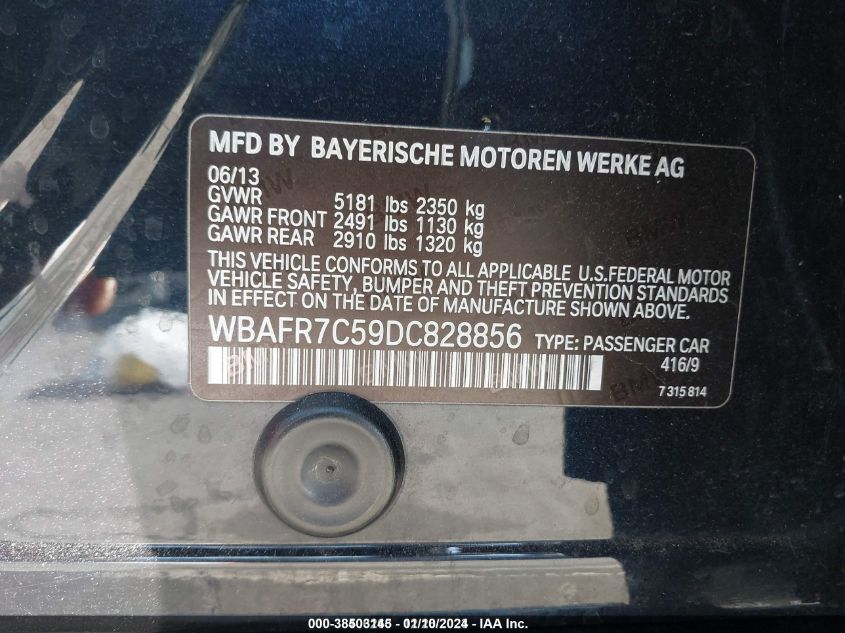 2013 BMW 535I - WBAFR7C59DC828856
