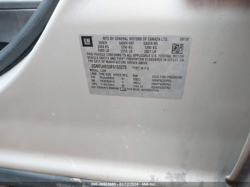 2015 CHEVROLET EQUINOX LTZ - 2GNFLHE39F6153275