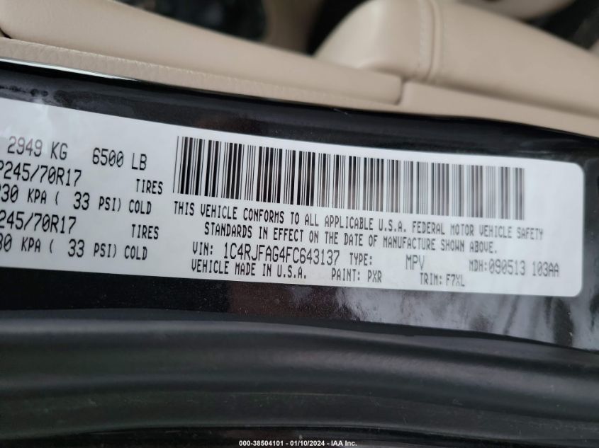 2015 JEEP GRAND CHEROKEE LAREDO - 1C4RJFAG4FC643137