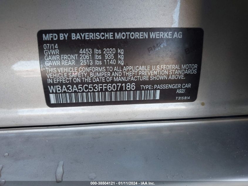 2015 BMW 328I - WBA3A5C53FF607186