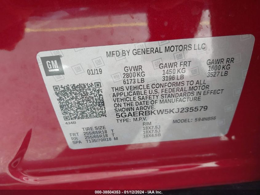 2019 BUICK ENCLAVE ESSENCE - 5GAERBKW5KJ235579