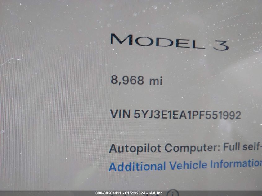 2023 TESLA MODEL 3 REAR-WHEEL DRIVE - 5YJ3E1EA1PF551992