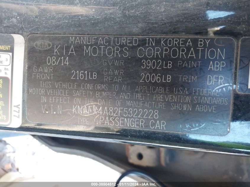 2015 KIA FORTE EX - KNAFX4A82F5322228