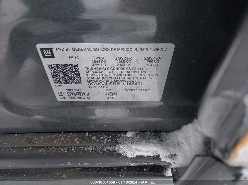 2020 CHEVROLET TRAX 1LT - 3GNCJLSB5LL148461