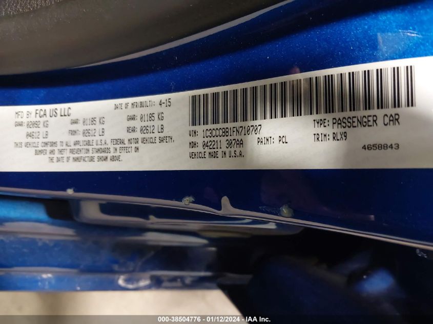 2015 CHRYSLER 200 S - 1C3CCCBB1FN710707