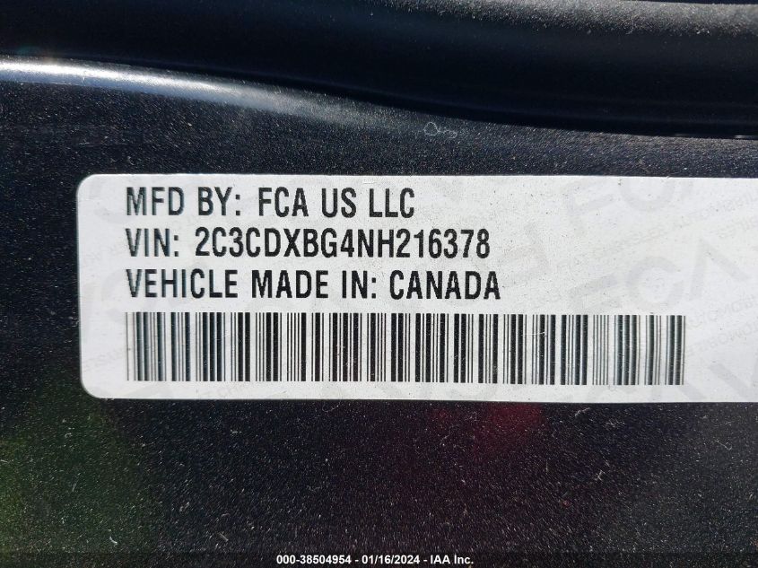 2022 DODGE CHARGER SXT - 2C3CDXBG4NH216378