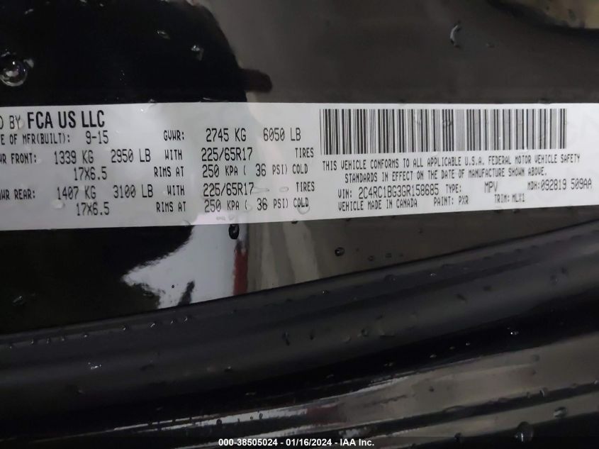 2016 CHRYSLER TOWN & COUNTRY TOURING - 2C4RC1BG3GR158685