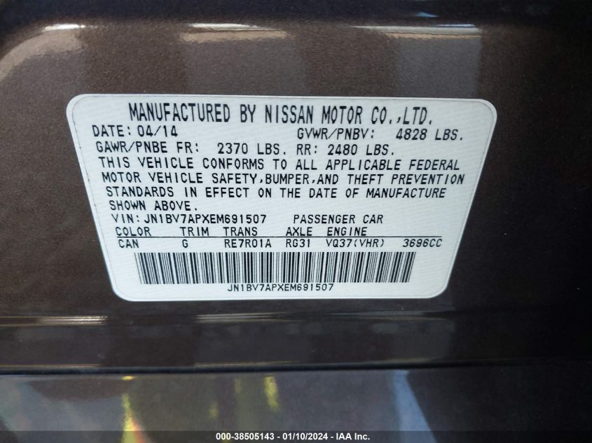 2014 INFINITI Q50 PREMIUM - JN1BV7APXEM691507