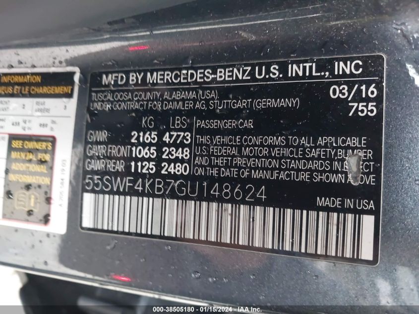 2016 MERCEDES-BENZ C 300 4MATIC/LUXURY 4MATIC/SPORT 4MATIC - 55SWF4KB7GU148624