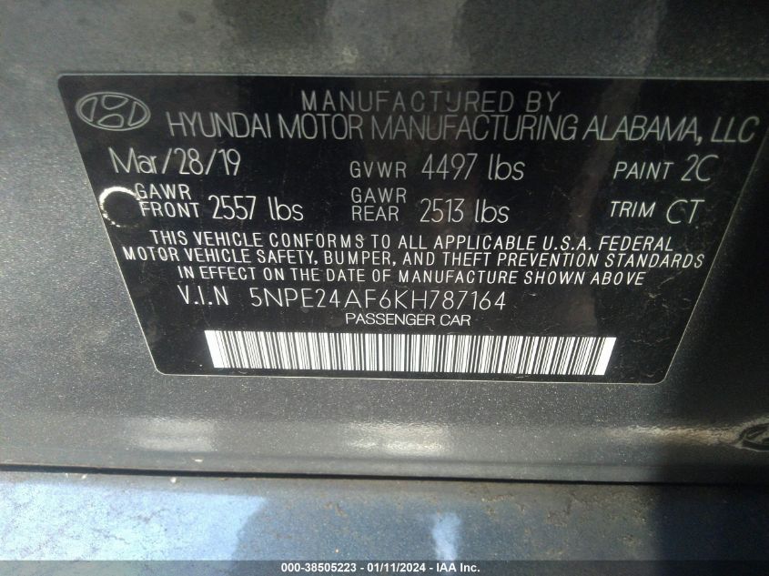 2019 HYUNDAI SONATA SE - 5NPE24AF6KH787164