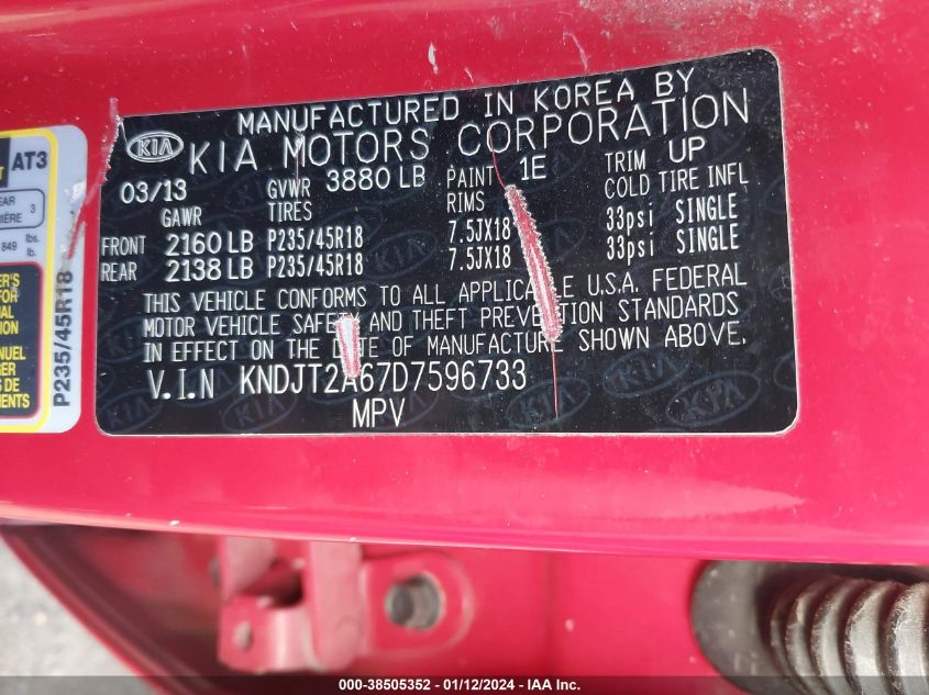 2013 KIA SOUL +/!/SPORT - KNDJT2A67D7596733