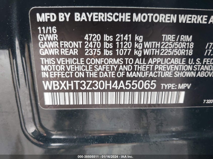 VIN WBXHT3Z30H4A55065 2017 BMW X1 XDRIVE28I