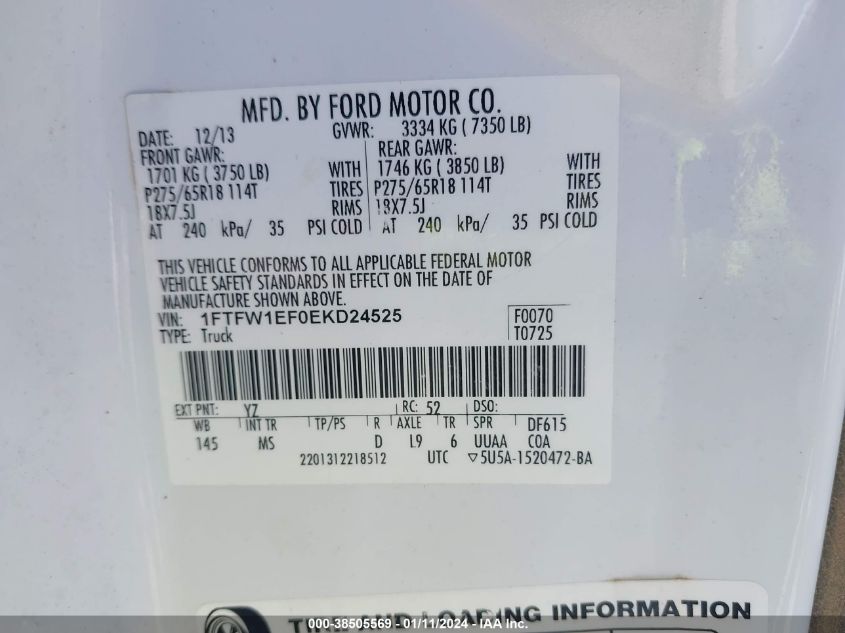 2014 FORD F-150 SUPERCREW - 1FTFW1EF0EKD24525