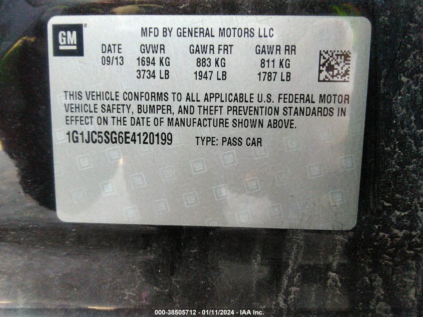 2014 CHEVROLET SONIC LT - 01G1JC5SG6E412019