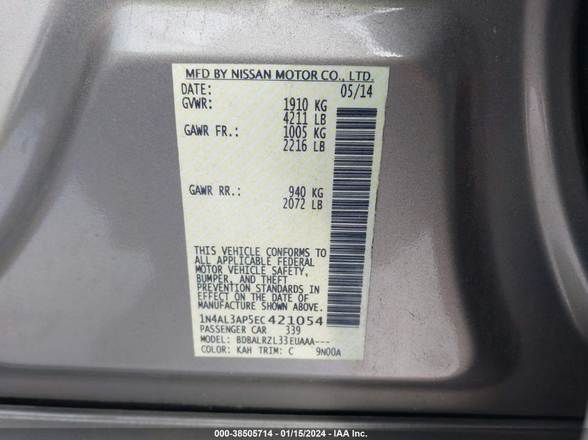 2014 NISSAN ALTIMA - 1N4AL3AP5EC421054