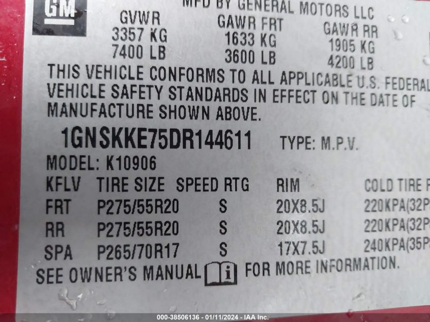 2013 CHEVROLET SUBURBAN 1500 LTZ - 1GNSKKE75DR144611