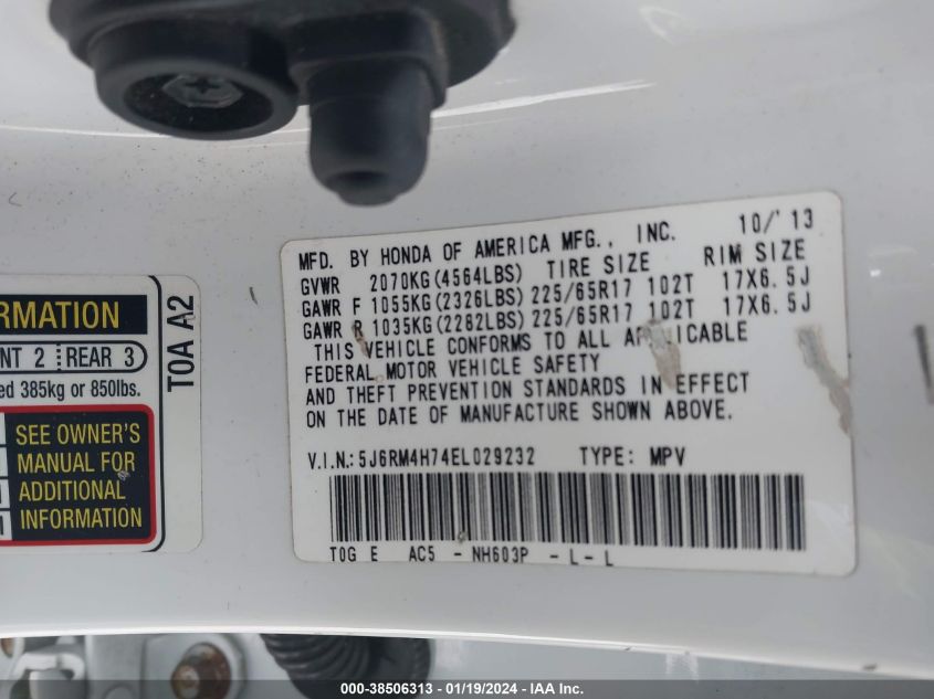 2014 HONDA CR-V EX-L - 5J6RM4H74EL029232