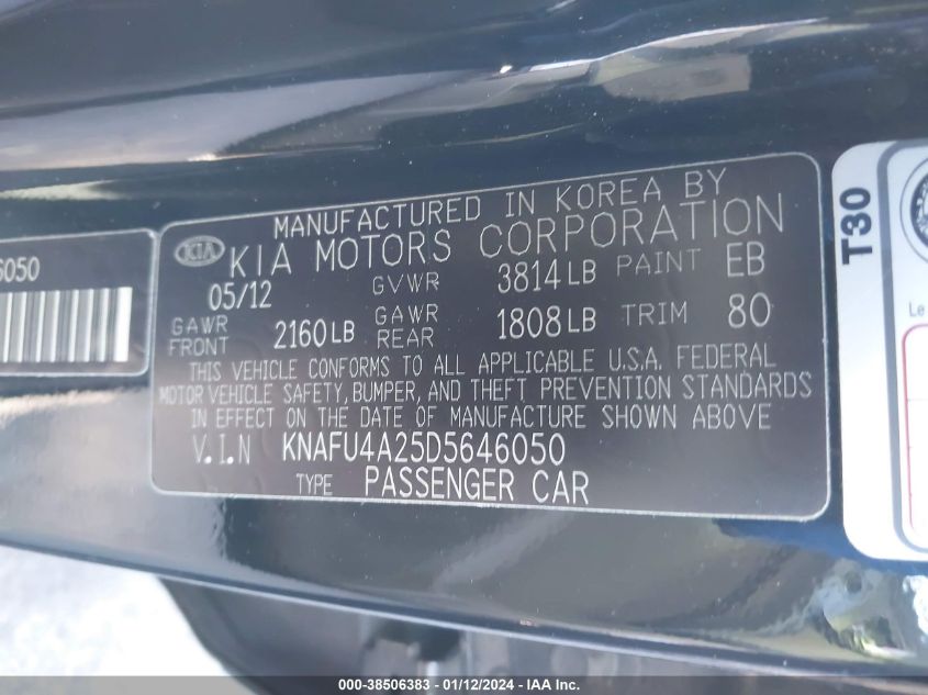 2013 KIA FORTE EX - KNAFU4A25D5646050