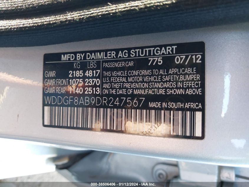 2013 MERCEDES-BENZ C 300 300 4MATIC - WDDGF8AB9DR247567
