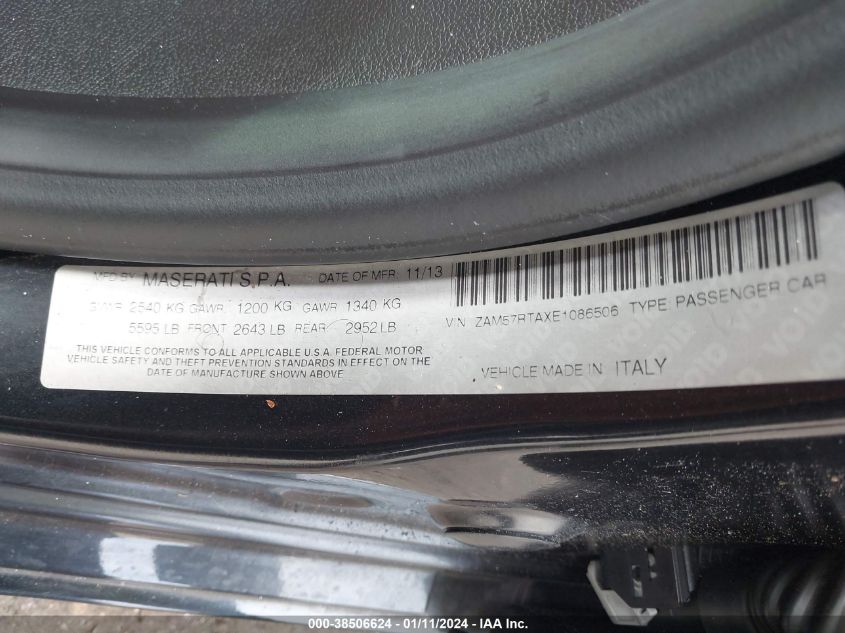 2014 MASERATI GHIBLI S/Q4 - ZAM57RTAXE1086506