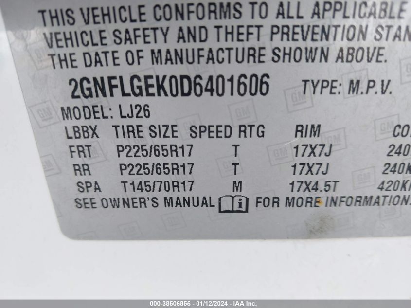 2013 CHEVROLET EQUINOX LTZ - 2GNFLGEK0D6401606