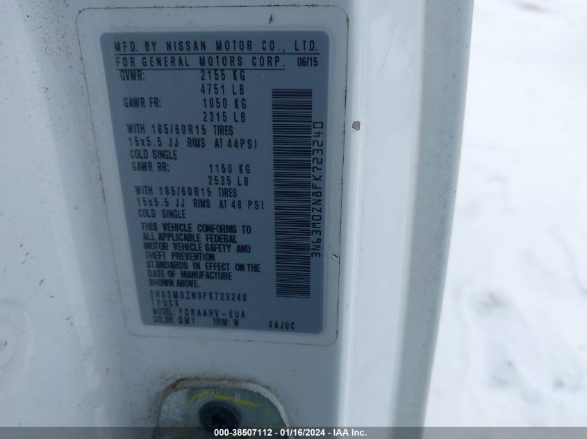 2015 CHEVROLET CITY EXPRESS 1LT - 3N63M0ZN8FK723240