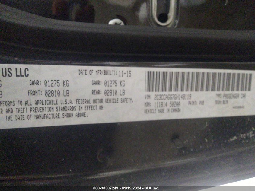 2016 CHRYSLER 300 S - 2C3CCAGG7GH148119