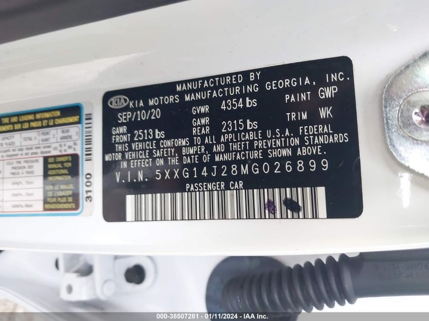 2021 KIA K5 LXS - 5XXG14J28MG026899