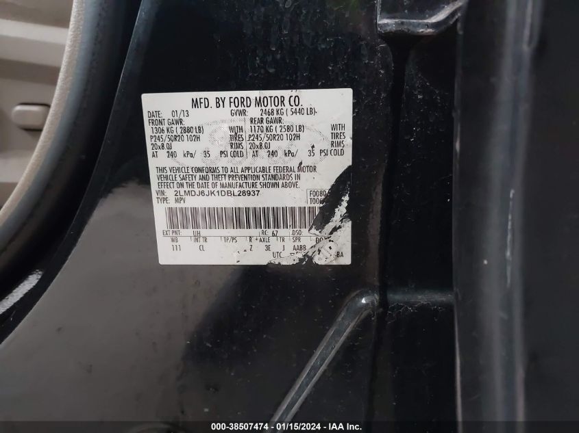 2013 LINCOLN MKX - 2LMDJ6JK1DBL28937