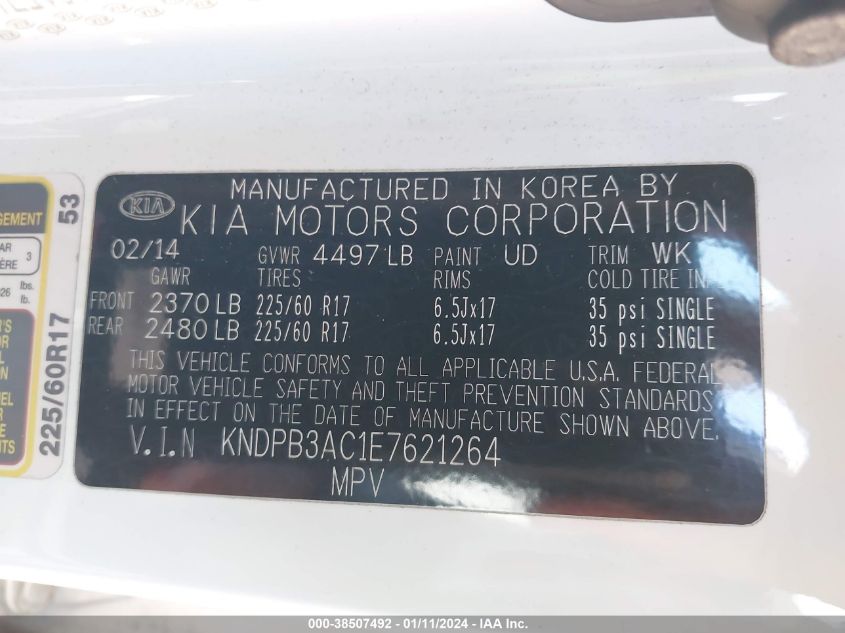 2014 KIA SPORTAGE LX - KNDPB3AC1E7621264