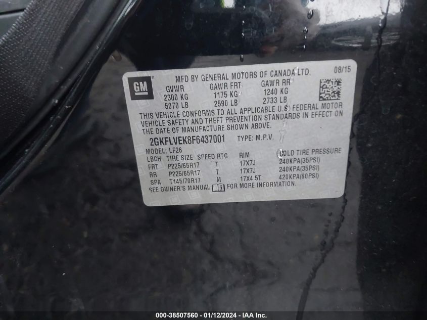 2015 GMC TERRAIN SLE - 2GKFLVEK8F6437001