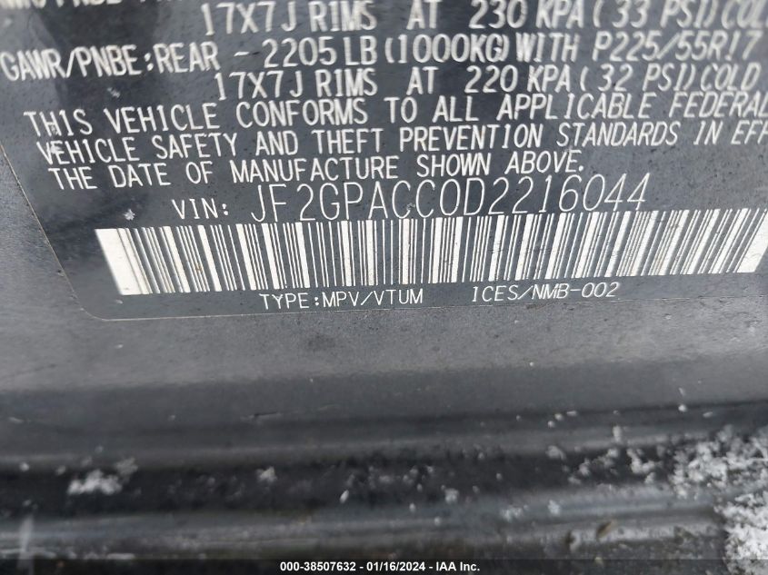 2013 SUBARU XV CROSSTREK 2.0I PREMIUM - JF2GPACC0D2216044