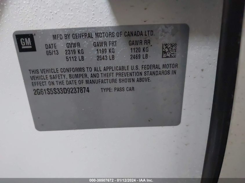 2013 CADILLAC XTS PREMIUM - 2G61S5S33D9237874