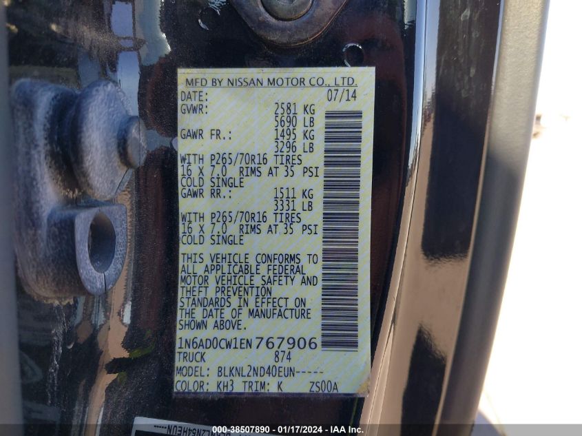 2014 NISSAN FRONTIER SV/PRO-4X - 1N6AD0CW1EN767906