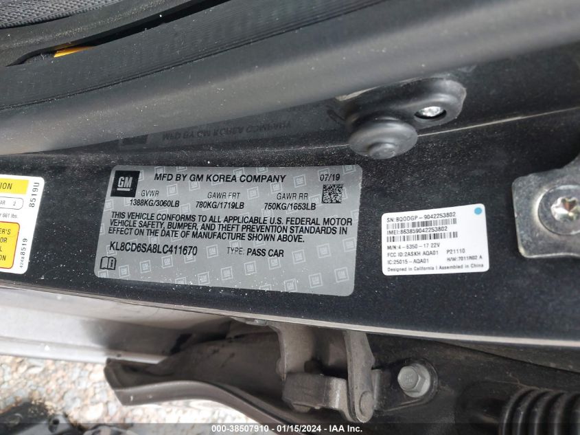 2020 CHEVROLET SPARK 1LT - KL8CD6SA8LC411670