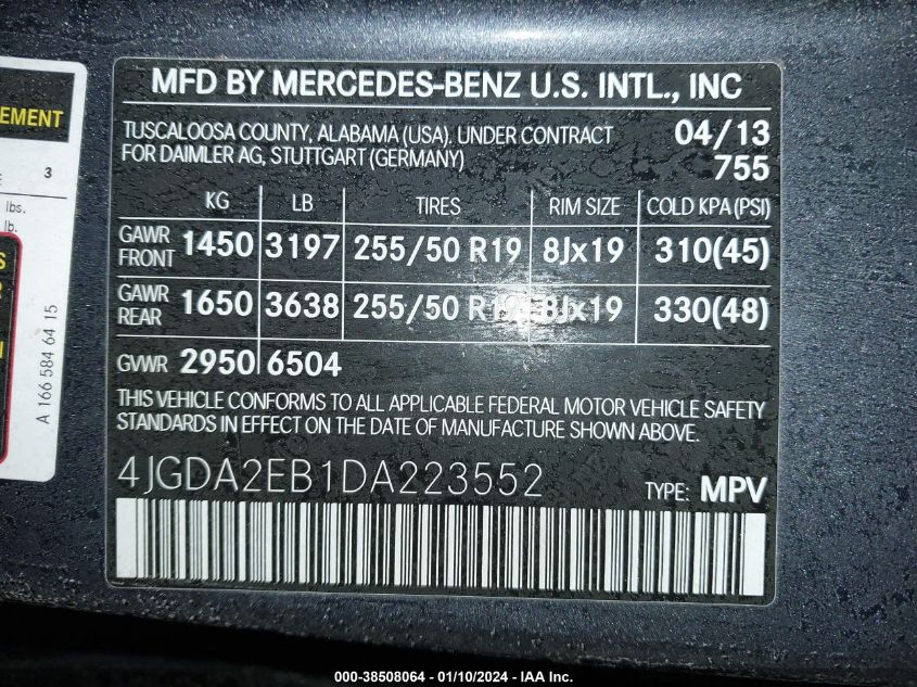2013 MERCEDES-BENZ ML 350 BLUETEC 4MATIC - 4JGDA2EB1DA223552