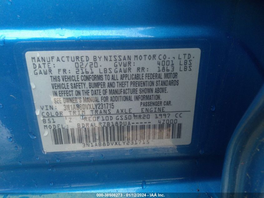 2020 NISSAN SENTRA SR - 3N1AB8DVXLY231715