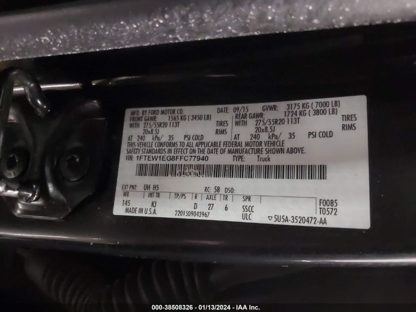2015 FORD F-150 KING RANCH - 1FTEW1EG8FFC77940