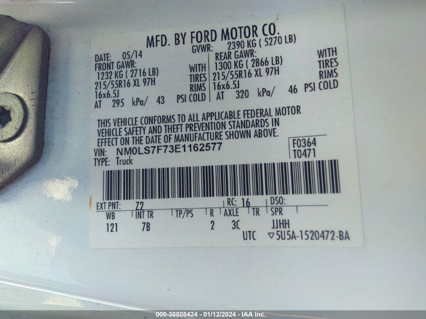2014 FORD TRANSIT CONNECT XLT - NM0LS7F79E1162577