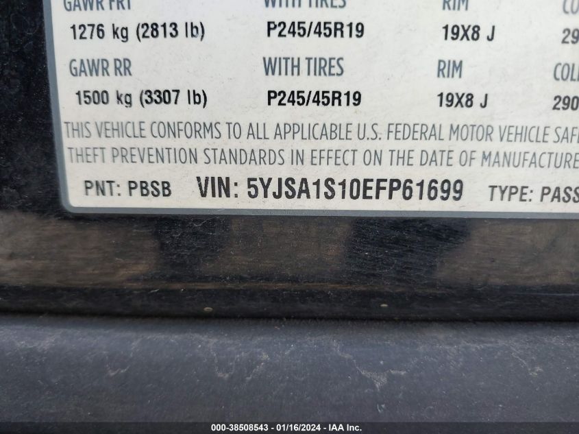 2014 TESLA MODEL S - 5YJSA1S10EFP61699