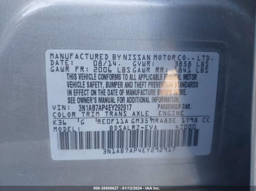 2014 NISSAN SENTRA SR - 3N1AB7AP4EY292917