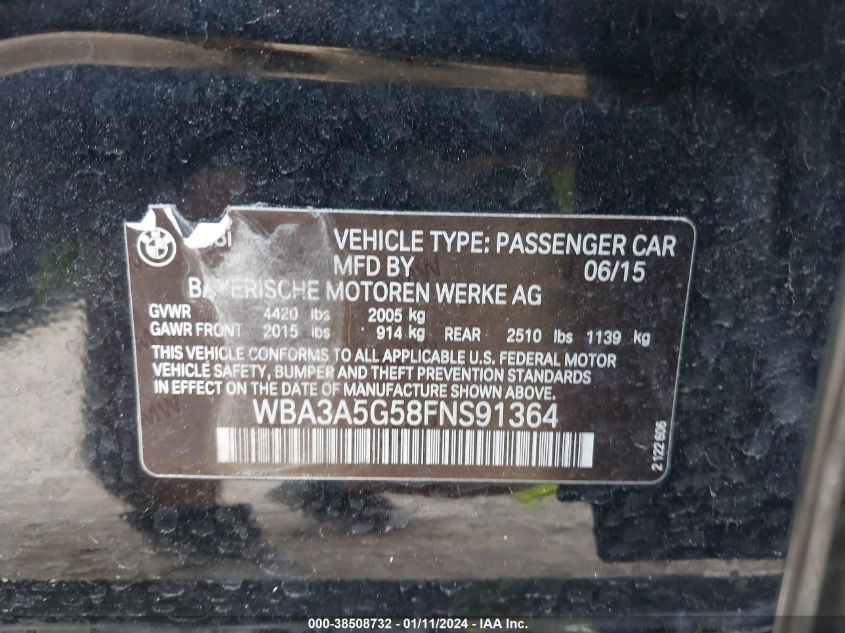 2015 BMW 328I - WBA3A5G58FNS91364