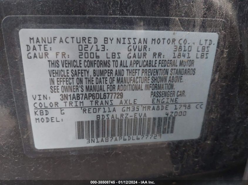 2013 NISSAN SENTRA SR - 3N1AB7AP6DL677729