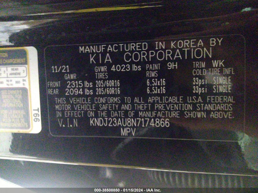 2022 KIA SOUL LX/X LINE/S - KNDJ23AU8N7174866