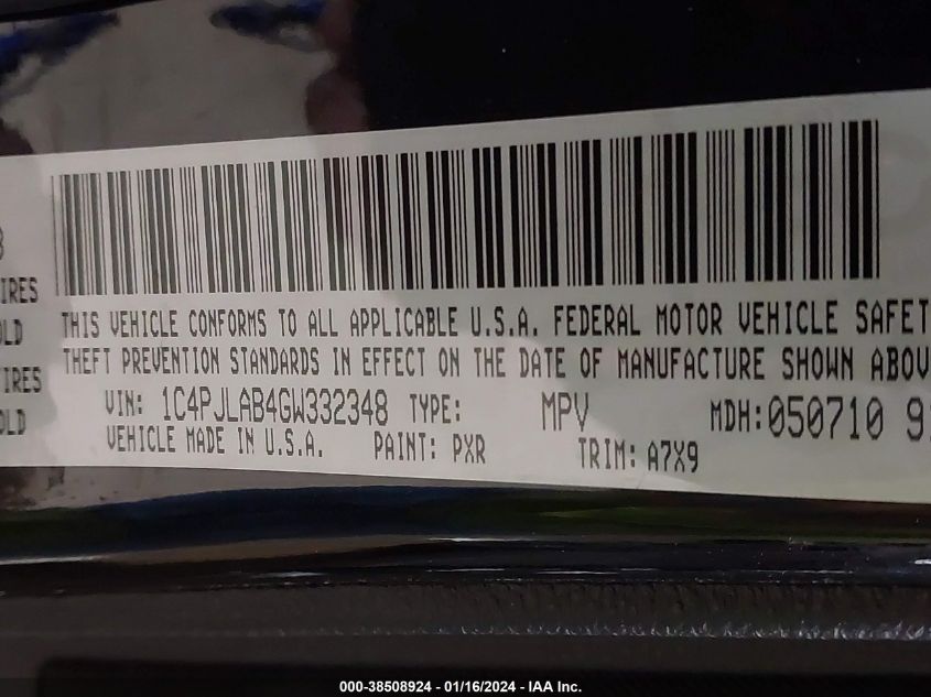 2016 JEEP CHEROKEE SPORT - 1C4PJLAB4GW332348