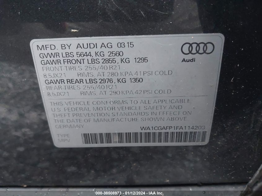 2015 AUDI SQ5 3.0T PREMIUM PLUS - WA1CGAFP1FA114203