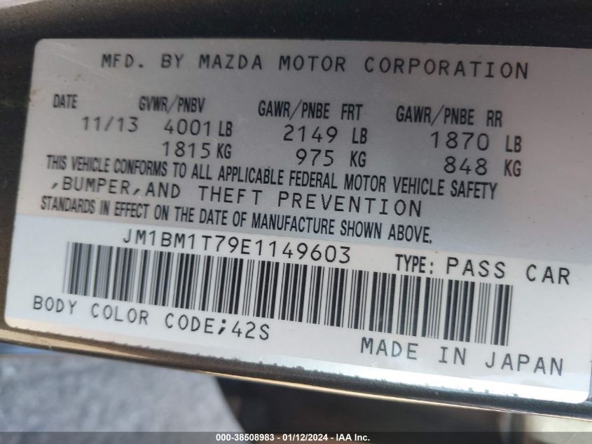 2014 MAZDA MAZDA3 I SV - JM1BM1T79E1149603