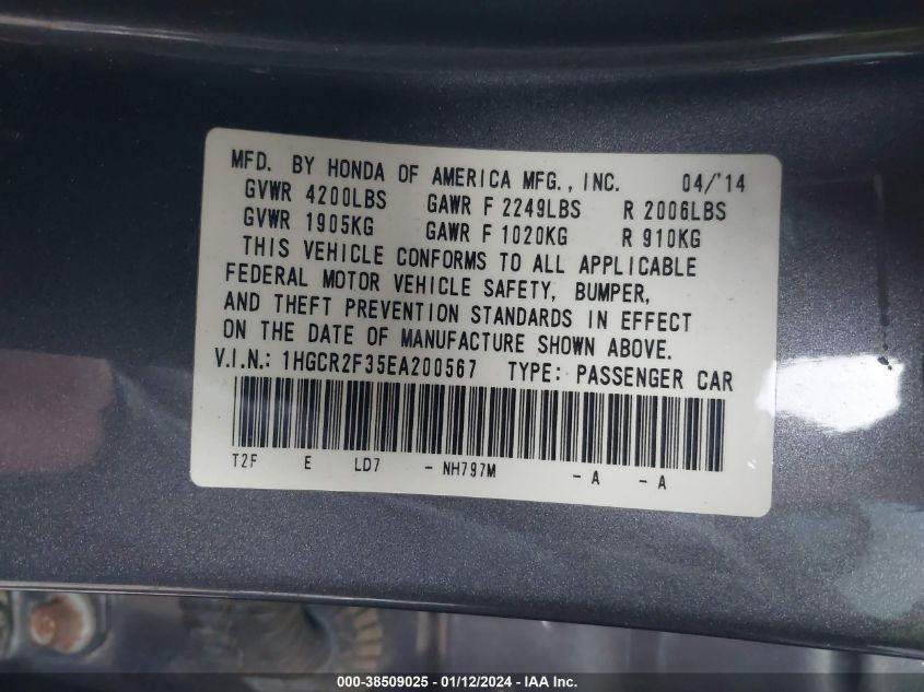 2014 HONDA ACCORD LX - 1HGCR2F35EA200567